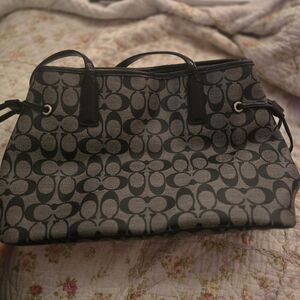 Coach Black and Gray Signature Tote